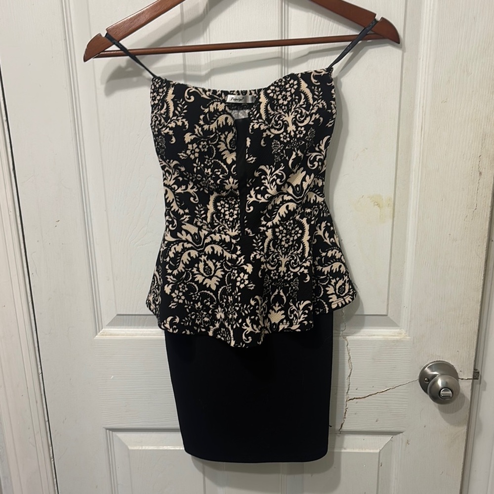 Papaya Black and Cream Elegant Dress